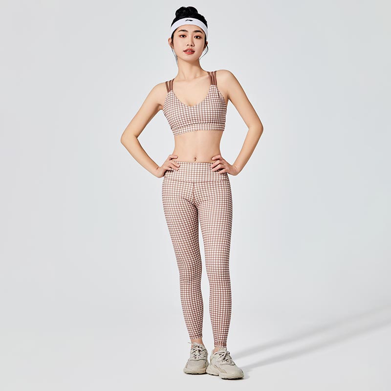 Patrún Brown Plaid Spóirt Bra